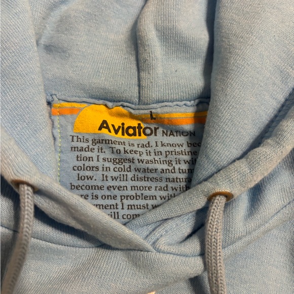 Aviator Nation Light Blue Lightning Pullover Hoodie Vest - Picture 6 of 14